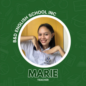 フィリピン・ドゥマゲテ留学B&Dの講師Marie。初心者も安心の明るい人柄でスピーキング力を高めるマンツーマン授業を提供。